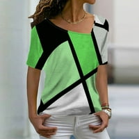 Ženski bluze s kratkim rukavima ženska plus bluza plus veličina plažene ljetne V-izrezne majice Green
