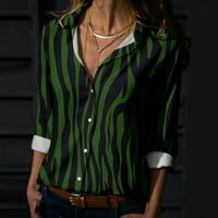Proljetna ženska bluza Ljeto tiskovina s dugim rukavima od labave šik elegantne V-izrezne košulje top