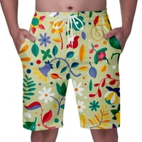 KINGQUE Cvjetni print Short Swim trunks za muškarce Tropske ploče za print kratke hlače od plaža s džepovima