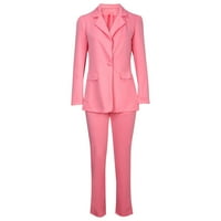 Blazer jakne za žene Dvije odjeće Ljetne hlače postavljene dugih rukava Solid odijelo Hlače Casual Elegant