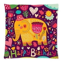 Domaći dekor Sretan rođendan Slatki crtani slonovi patentni zatvarač jastuk jastučni poklopac jastuk