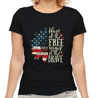 -Sljeći za žene dom besplatnog zbog hrabrih suncokreta u SAD zastavi casual kratkih rukava crne velike