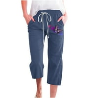 CLLIOS WOMENS PLUS size pamučne platnene hlače Ljeto elastično struk pantne casual crkvene udobne pantalone