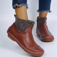 Lilgiuy ženske čizme retro ravne dno cipele casual čizme plus veličina klizanje na patentnim zatvaračem