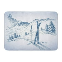 Skicirane skijaške planine u zimskoj sezoni Snježni pejzaž crtež downhill organe rug ruga 23.6x