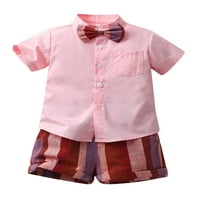 Qinghua Child Baby Boys Formalno odijelo kratka majica s kratkim rukavima s prugastim ukupnim kratkim