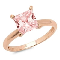 0. CT Sjajno princeze simulirani ružičasti dijamant 14k Rose Gold Solitaire Prsten SZ 8