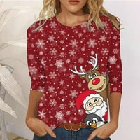 Naughtyhood Merry Božićna majica za žene okrugla vrat rukava za rukavice za odmor pulover bluze vrhovi