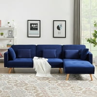 Plava desna plemenita kauč na razvlačenje s varijabilnim kamencama - Velvet Tapecirani sklopivi kauč