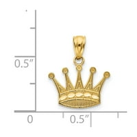 Čvrsti 14K žuti zlatni krunički car Royal King kraljevski privjesak šarm