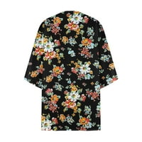 Cardigan za žene lagani trendy cvjetni print puffni rukavac kimono kardigan labav šifon pokrov povremene
