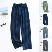 Muške provjerene lounge hlače pantalone za spavanje teretane Aktivni pajama Duksevi Jogger Navy Blue