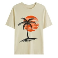 Grafičke teže muškarci Ležerne modne stablo za sunčanje Print okrugli vrat Pulover Majica Labavi kratki
