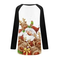 QucoQPE ženski lagani božićni dugi rukav labavi fit pulover Duksevi tunike vrhovi majice na klirensu