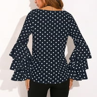 Košulje za žene Trendy Dression Casual O izrez Bell rukava Labava polka Dot casual bluza Ženske vrhove