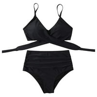 Daznicone Women Solid Print Bikini set preklapajući se push up kupaći kostim za kupaće kostim visokog