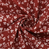 Charella ženska cvjetna štampa v-izrez Tunic vrhovi kratkih rukava s majicom majica crvena, xl