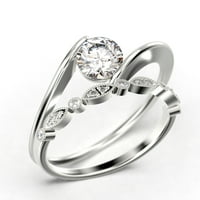 Solitaire 1. Carat okrugli rez dijamantski prsten, mladenkini prstenovi se postavljaju vjenčani prsten