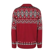 Viadha prevelizirani džemper za žene okrugli vrat Božićni ispis rekreativni pulover pletenje džemper