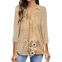 Ženski rukav dressy bluze v Tunic ovratnik na vratu Tople slatke cvjetne tiskane ljetne košulje labave