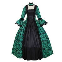 Ljetne haljine za žene rugajući vrat modni cvjetni maxi a-line haljina s dugim rukavima zelena 4xl