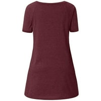 PLNOTME Ženska ljetna kratka rukava Solid Color V izrez T-majice Ležerne prilike Laise Basic Jednostavni