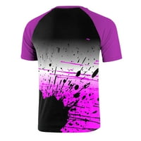 Košulja za muškarce Sportska bojablock Sažetak Raglan rukavi Pulover V izrez kratki rukav majica Purple