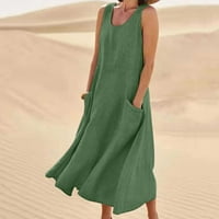 COFEEMO ženska ljetna modna casual pune boje bez rukava bez rukava duga haljina