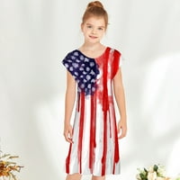 4. jula Djevojka Outfits Stripe haljina Dan neovisnosti Outfits Kids Patriotska odjeća 4. jula Djevojke
