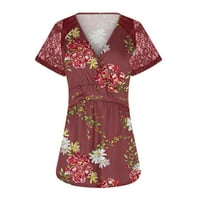 Plus veličine za žene s kratkim rukavima cvjetni print majica V Vrat Ljetni povremeni tunični vrhovi