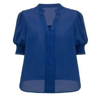 Woobling ženske bluze s kratkim rukavima majice Loonice dame Elegantni odmor pulover plavi xl