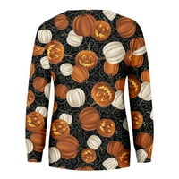 Yubatuo ženske duksere Halloween ženska povremena moda Halloween Print dugih rukava O-vrat pulover Top