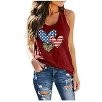 Dyegold American zastava tenkovi ženske patriotske majice USA zastava Stars Stripes Print majica bez