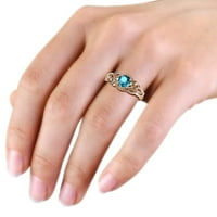 London Blue Topaz i dijamantski zaručni prsten 1. CT TW u 14K Rose Gold.Size 6.5