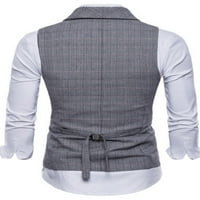 Gwiyeopda Muška formalno odijelo Business bez rukava V izrez Vrk Slim Fit Classic Owewwer Plaid Suit