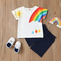 Dječja dječaka Dječačka odjeća casual s kratkim rukavima Rainbow Sun Ispirana majica Soild Hratke Set