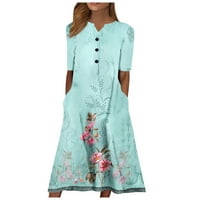 Haljine za žene Qwang Žensko ljeto Ležerne prilike za ispis modne V-izrez kratkih rukava s kratkim rukavima