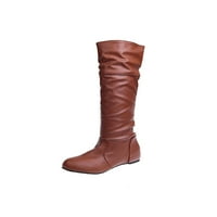 Crocowalk ženske koljena High Boots Slouchy zimske cipele Pleased ravna bootna modna povlačenje ženskih