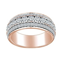 Carat okrugli oblik bijeli prirodni dijamant TRI VEDITE VJEŽBE Prsten u 14K čvrstih ruža Zlatna prstena