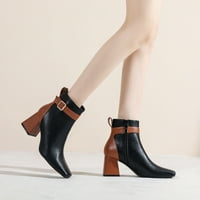 Ženske cipele Moda minimalistička čvrsta boja Komputni zatvarač kopča visoke cipele sa petom guste potpetice