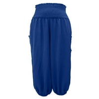 Hait ženski dno elastične struke harem pantske pantalone za pantalone za žene Hlače visoki struk plavi