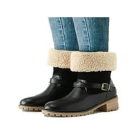 Zodanni ženski zimski čizbi Mid Calf gležnjače Fau Toplo čizme Ženske cipele Ležerne prilike otporne