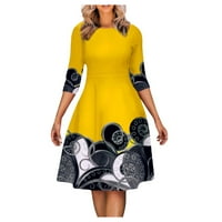 Ženska modna casual obrisaka poluga rukava od rukavske suknje Velike veličine tiskane kolekcije struka