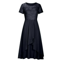 Haljine za žene Radni casual šifon patchwork okrugli vrat Sequin Print Maxi suknja Duga Boho haljina