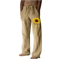 Ležerne muške hlače na širokim nogama od tiskane čipke Ležerne hlače Široke pantalone za noge Duks pune