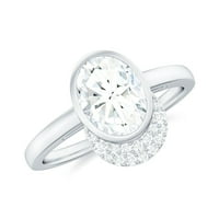 Ovalni moissitni prsten sa pasijansom, dizajnerski zaručni prsten za žene, 14k bijelo zlato, SAD 10,00