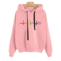 Muznohoen dukseri za žene dugih rukava modna trendi pada lagana pamuk Y2K hoodie bluza ružičasta xxl