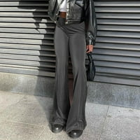 Feternal ženska modna moda visoki struk elastični struk mullet-hem baršunasti materijal zapaljene hlače