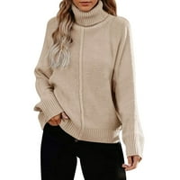 Iopqo džemperi za žene Žene Turtleneck džemperi s dugim rukavima, ležerni pulover, pletene vrhove vrhova