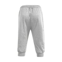 Ljetni muški teretani Hlače Srednje hlače Labavi elastična casual sportska odjeća za crtanje tankog montaža s džepovima sive